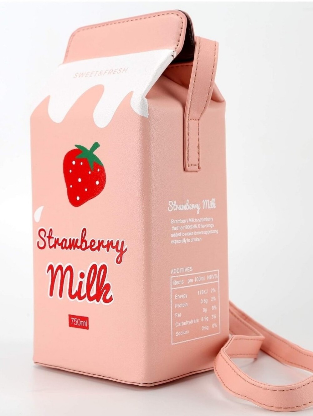 368. Strawberry Milk Pink Novelty Crossbody Bag - Sweet&Fresh